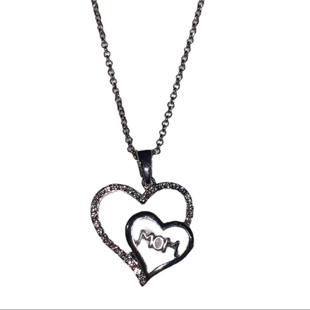 Accent Interlocking Mom Heart Necklace